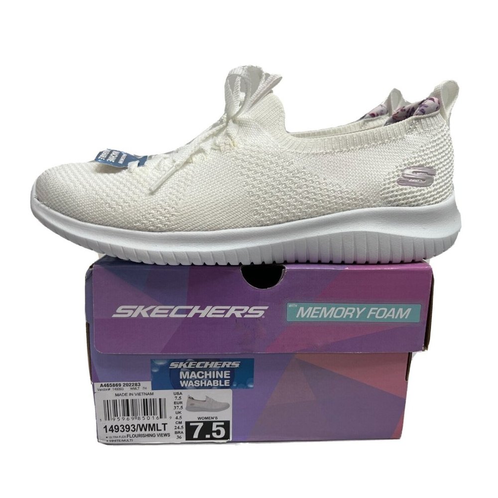 New Skechers Ultra Flex Washable Women's Sneakers 7.5M White Memory Foam Shoes